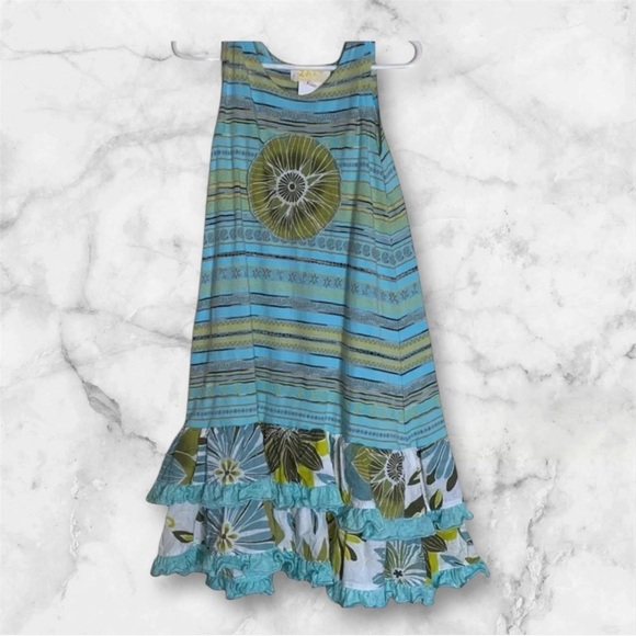 ZAZA EUC GIRLS BLUE STRIPE CASUAL DRESSES SPRING TANK BEACH DRESS SIZE 4 - Picture 1 of 9